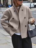 Cecily | Women's Winter Coat – Double-Breasted Stand Collar Pea Coat