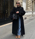 Bridget | Women's Trench Coat – Long Double-Breasted Belted Wool-Look