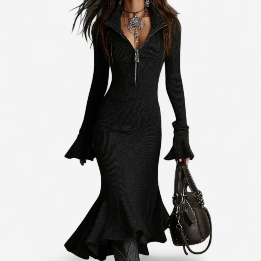 Dulcinea | Knit Sweater Dress with Zip Collar view 4