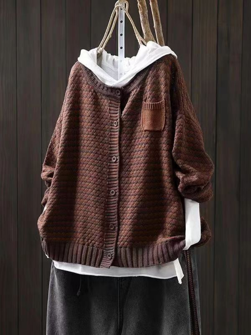 Peg | Women's Winter Cardigan – Relaxed Fit Knit Button