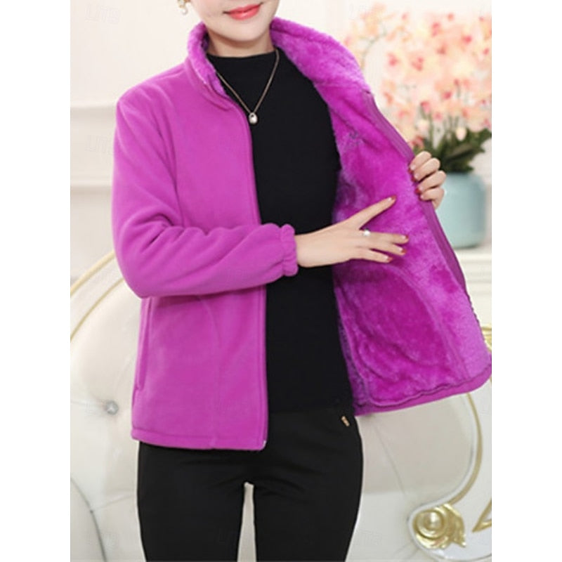 Marjorie | Women's Plus Size Winter Jacket – Stand Collar Cozy Fleece Coat view 5