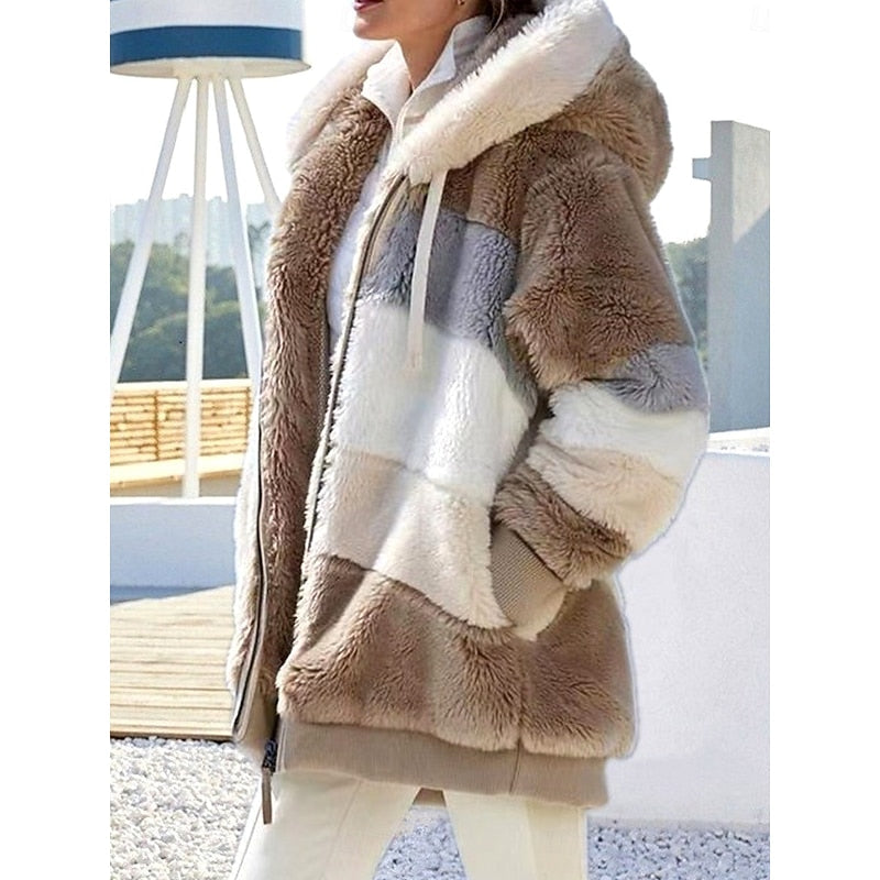 Corinne | Women's Hooded Zip Up Jacket – Cozy Plush Winter Coat view 5
