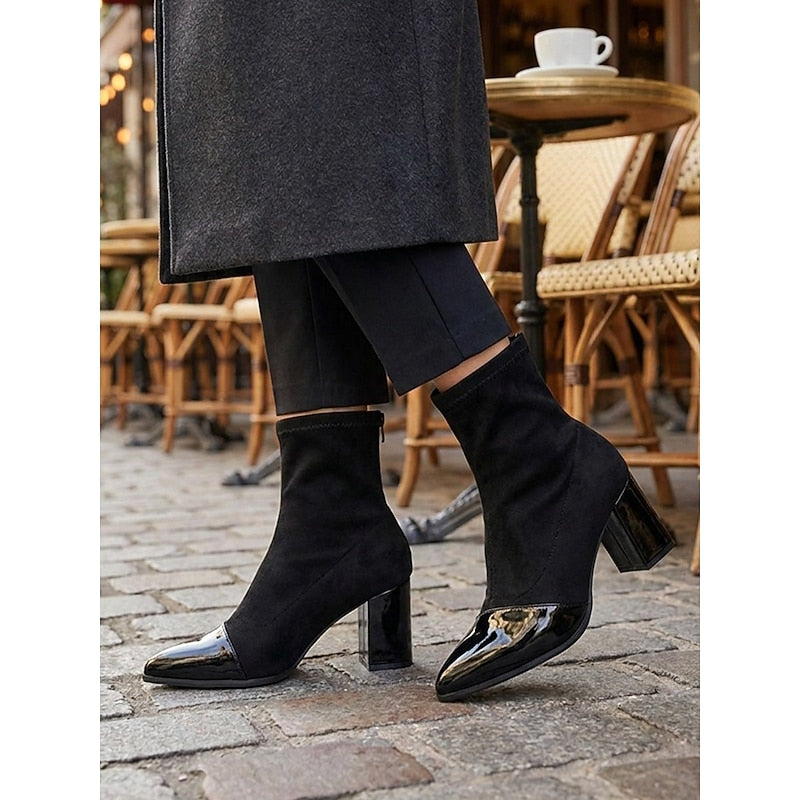 Beatrix | Women's Block Heel Ankle Boots – Cap Toe Chunky Heel Booties view 1