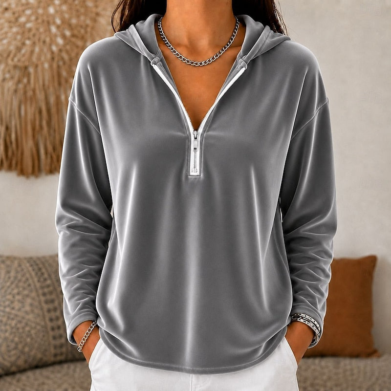 Eliza | Women's Quarter Zip Sweatshirt – Relaxed Pullover Hoodie view 3